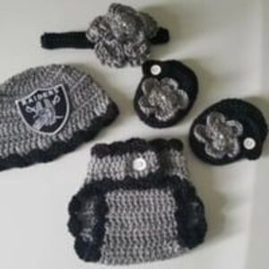 Crochet Baby Girl Las Vegas Raiders Football Inspired Outfit Photo Prop